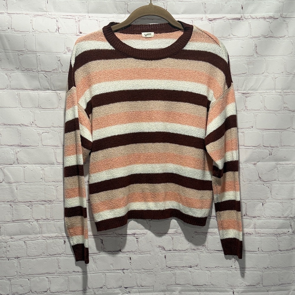 Garage Pink, White, and Maroon Stripe Knit Sweater Woman's Size XS